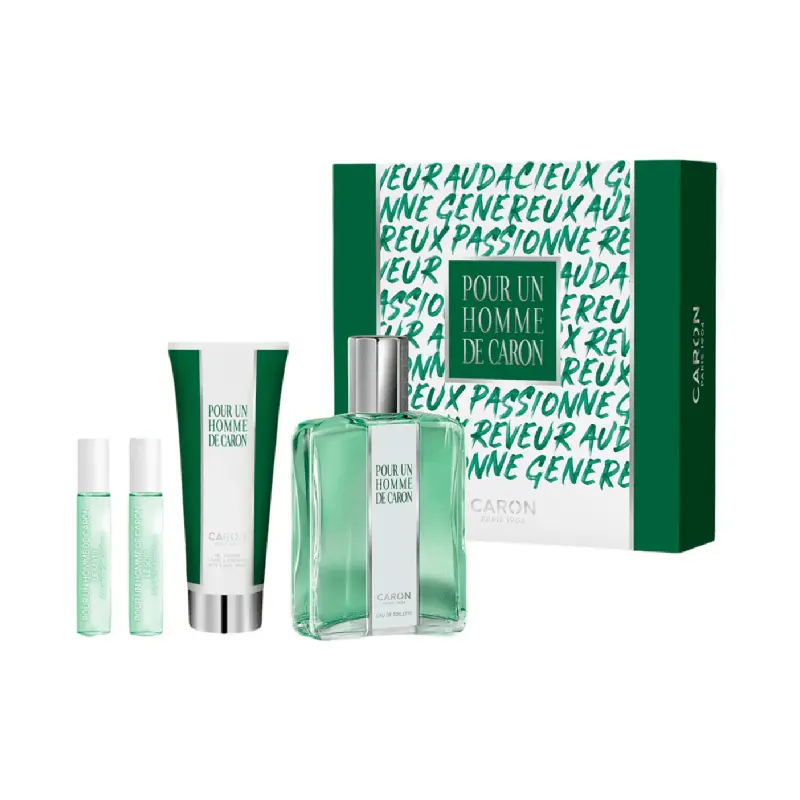 Caron Pour Un Homme Men EDT Set 125ML + Shower Gel 75ML + Le Matin 5ML + Le Soir 5ML