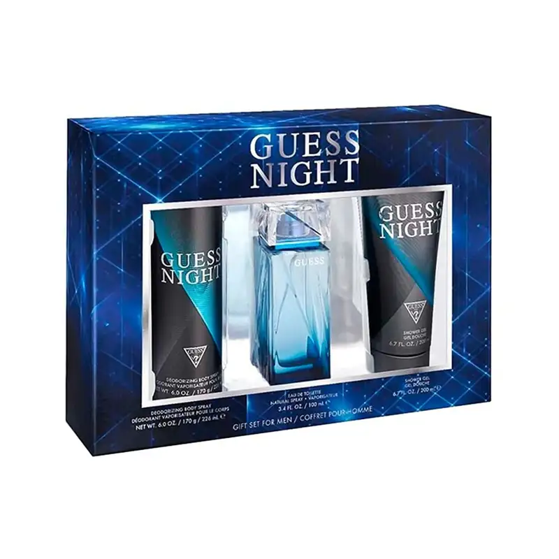 Guess Night Men EDT Set 100ML + Shower Gel 200ML + Body Spray 226ML